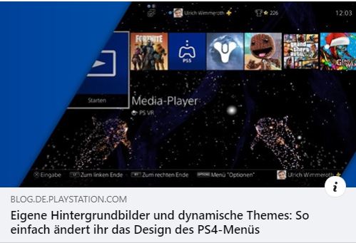 PS4 - Eigene Hintergrundbilder und dynamische Themes